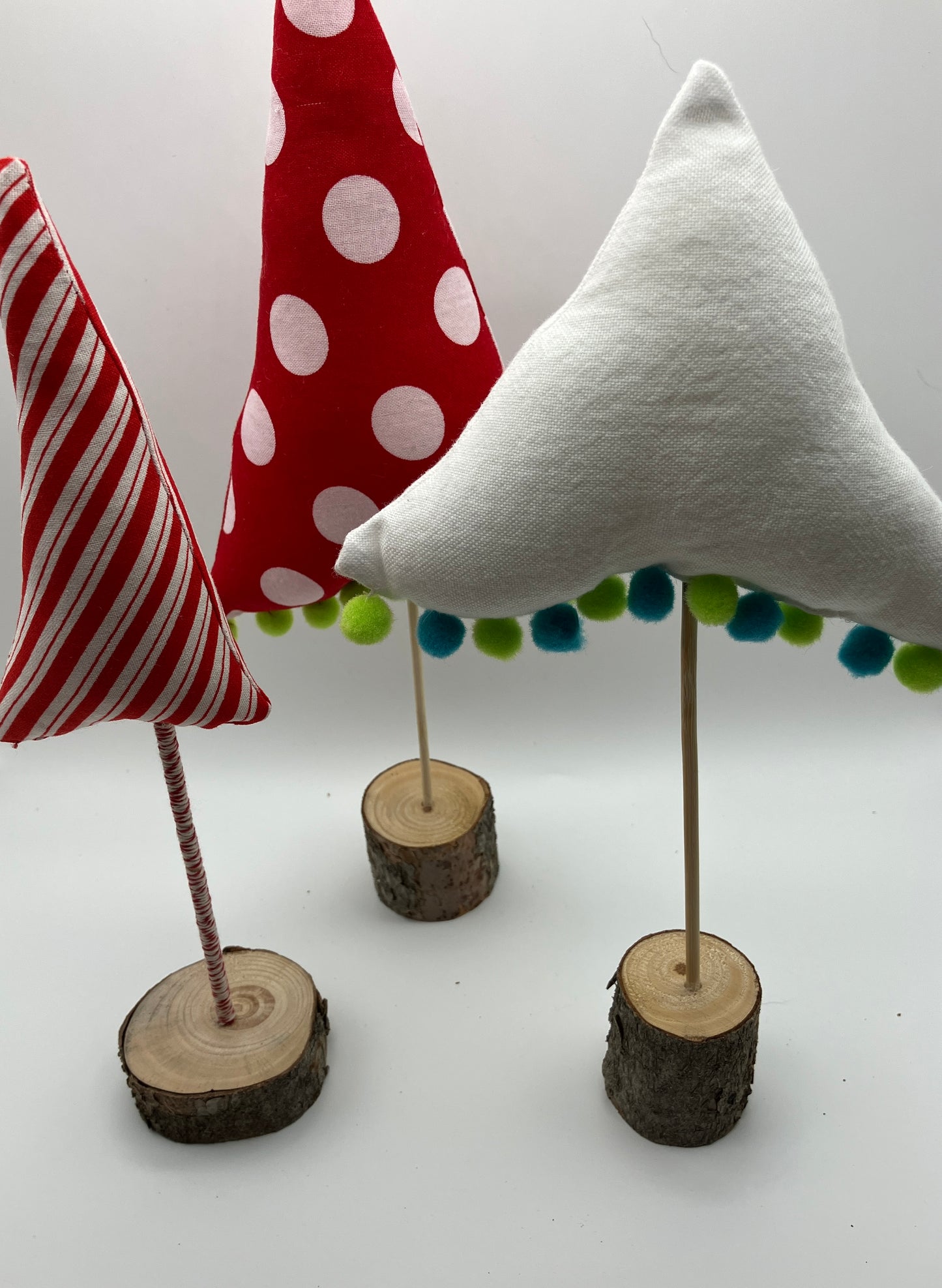 White tree with green and blue pompoms