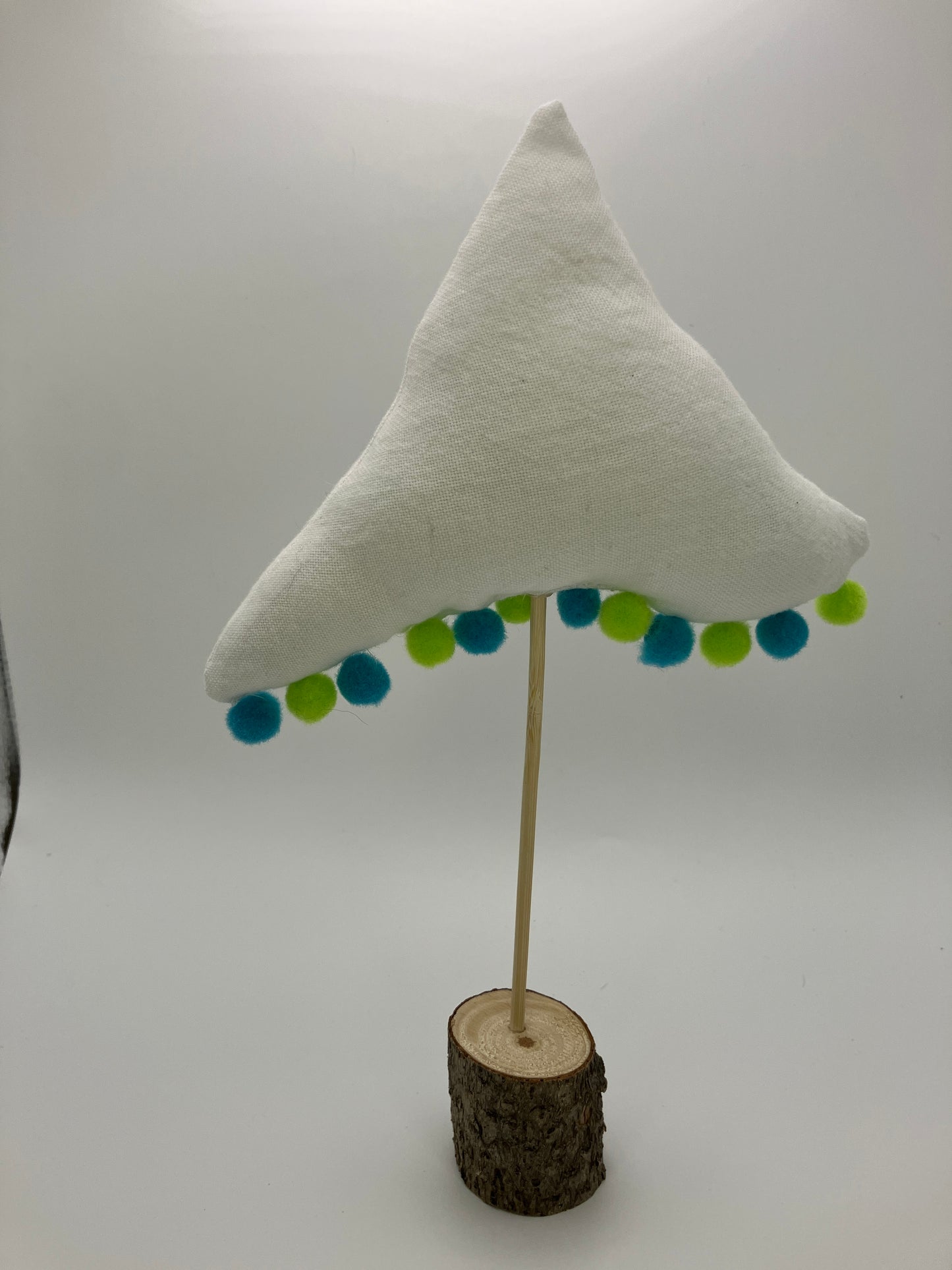 White tree with green and blue pompoms