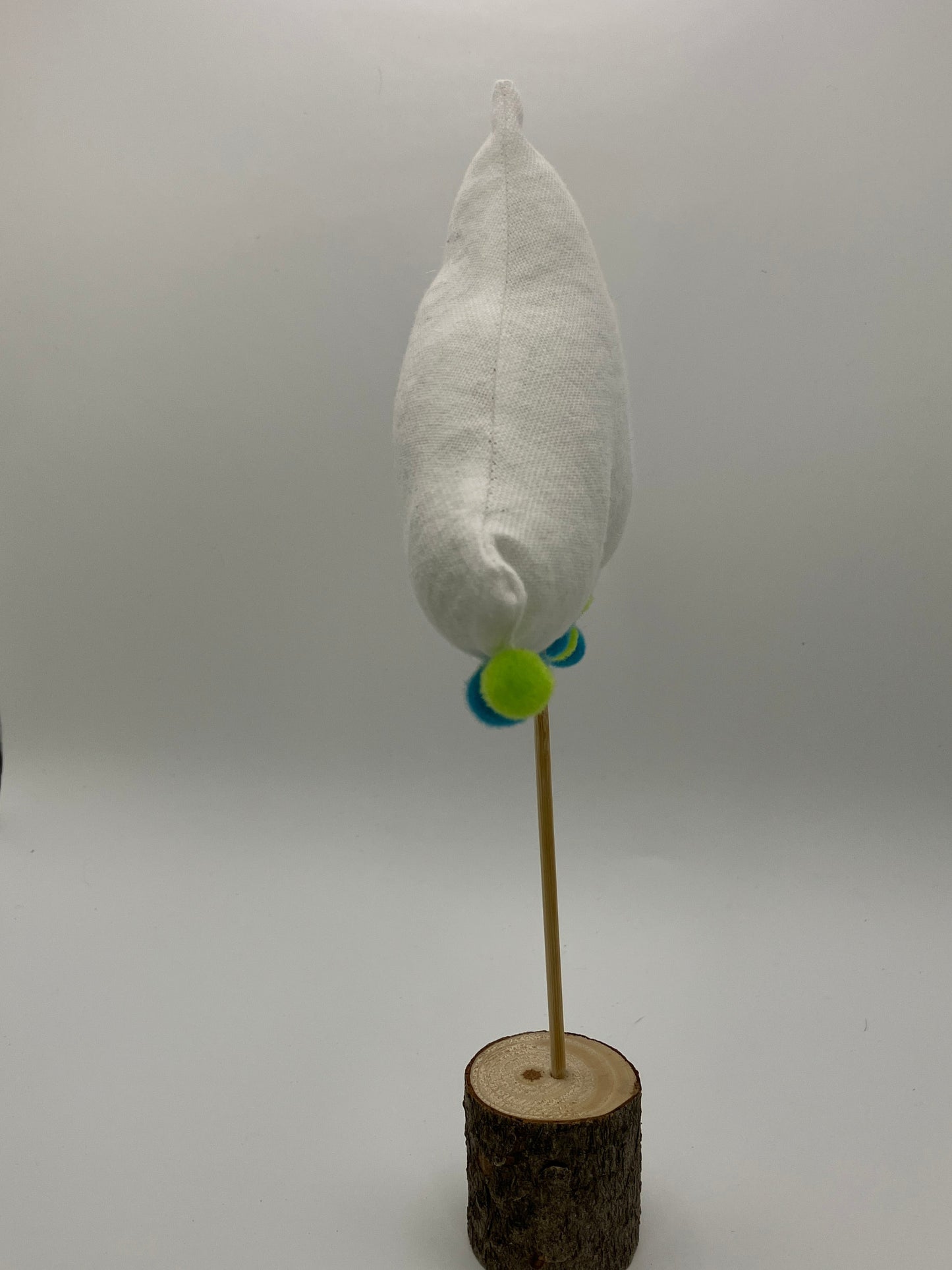 White tree with green and blue pompoms