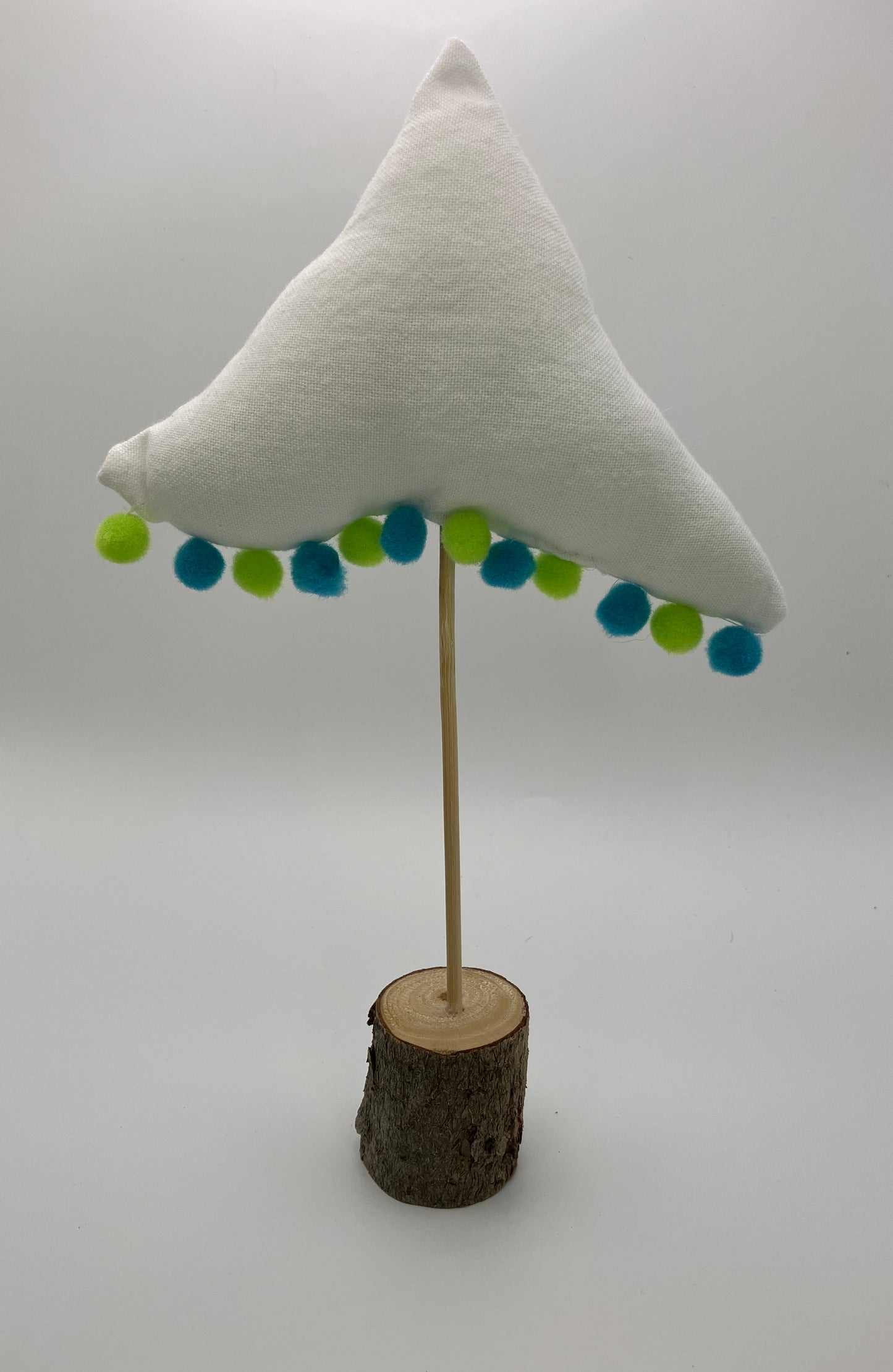 White tree with green and blue pompoms